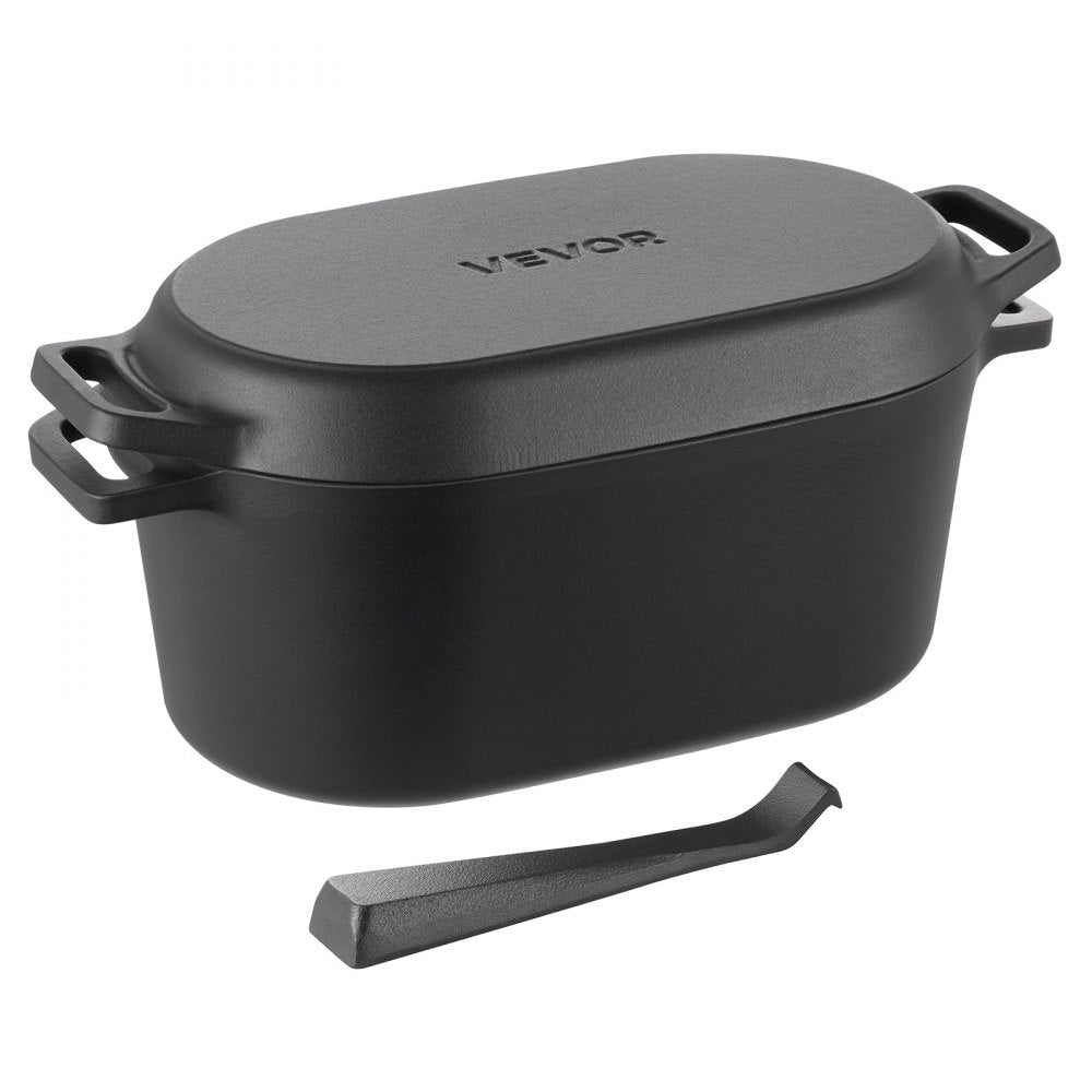 VEVOR 3.5 Qt Enameled Cast Iron Dutch Oven with Lid, Heavy-Duty Bread Baking & Braising Pot, Oven Safe to 500°F, Induction Compatible, Black