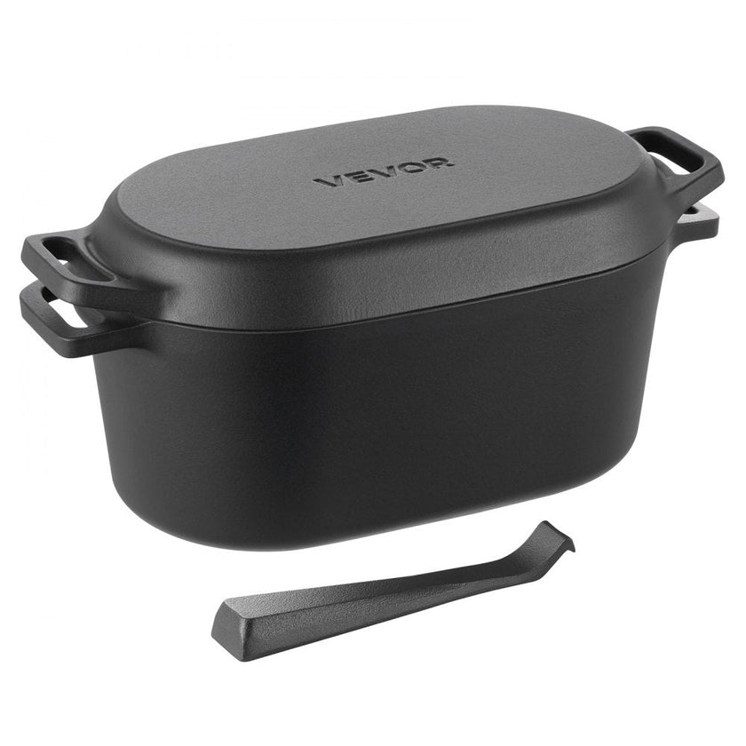 VEVOR 3.5 Qt Enameled Cast Iron Dutch Oven with Lid, Heavy-Duty Bread Baking & Braising Pot, Oven Safe to 500°F, Induction Compatible, Black