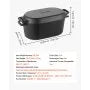 VEVOR 3.5 Qt Enameled Cast Iron Dutch Oven with Lid, Heavy-Duty Bread Baking & Braising Pot, Oven Safe to 500°F, Induction Compatible, Black