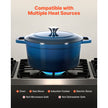 VEVOR 6 Qt Enameled Cast Iron Dutch Oven with Lid, Heavy-Duty Bread Baking & Braising Pot, Oven Safe to 500°F, Induction Compatible Cookware, Blue