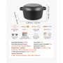 VEVOR 5 Qt Cast Iron Dutch Oven for Bread Baking, 2-in-1 Pre-Seasoned Dutch Oven with Skillet Lid, Proofing Basket & Baking Accessories Included, Oven Safe to 500°F
