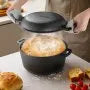 VEVOR 5 Qt Cast Iron Dutch Oven for Bread Baking, 2-in-1 Pre-Seasoned Dutch Oven with Skillet Lid, Proofing Basket & Baking Accessories Included, Oven Safe to 500°F