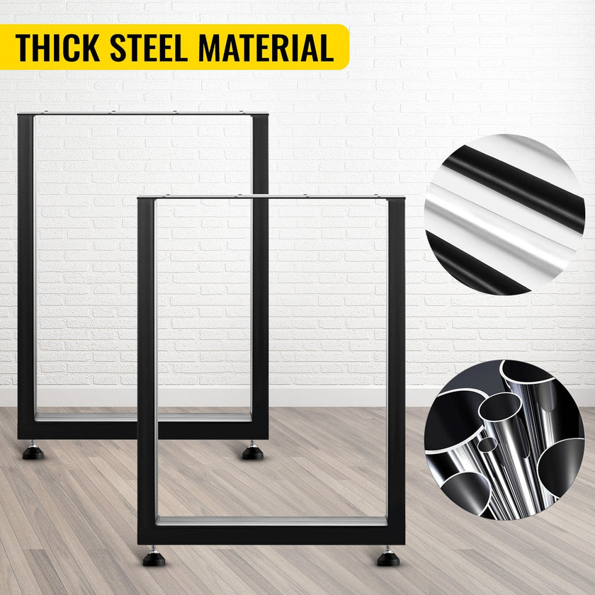 VEVOR Black Metal Table Legs Set of 2 Steel Table Legs 28x23 Inch Dining Table Legs Office Table Legs Computer Desk Legs Steel Bench Legs Country Style Table Legs DIY Furniture Legs