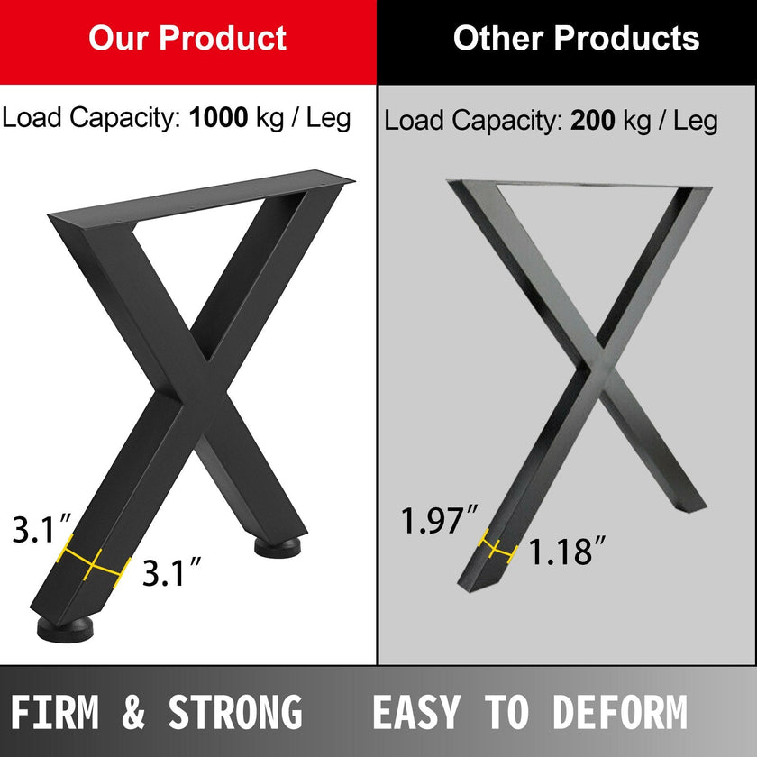 Stainless Metal Table Legs X Shape For Dining Table Desk 2pc Heavy Duty 28