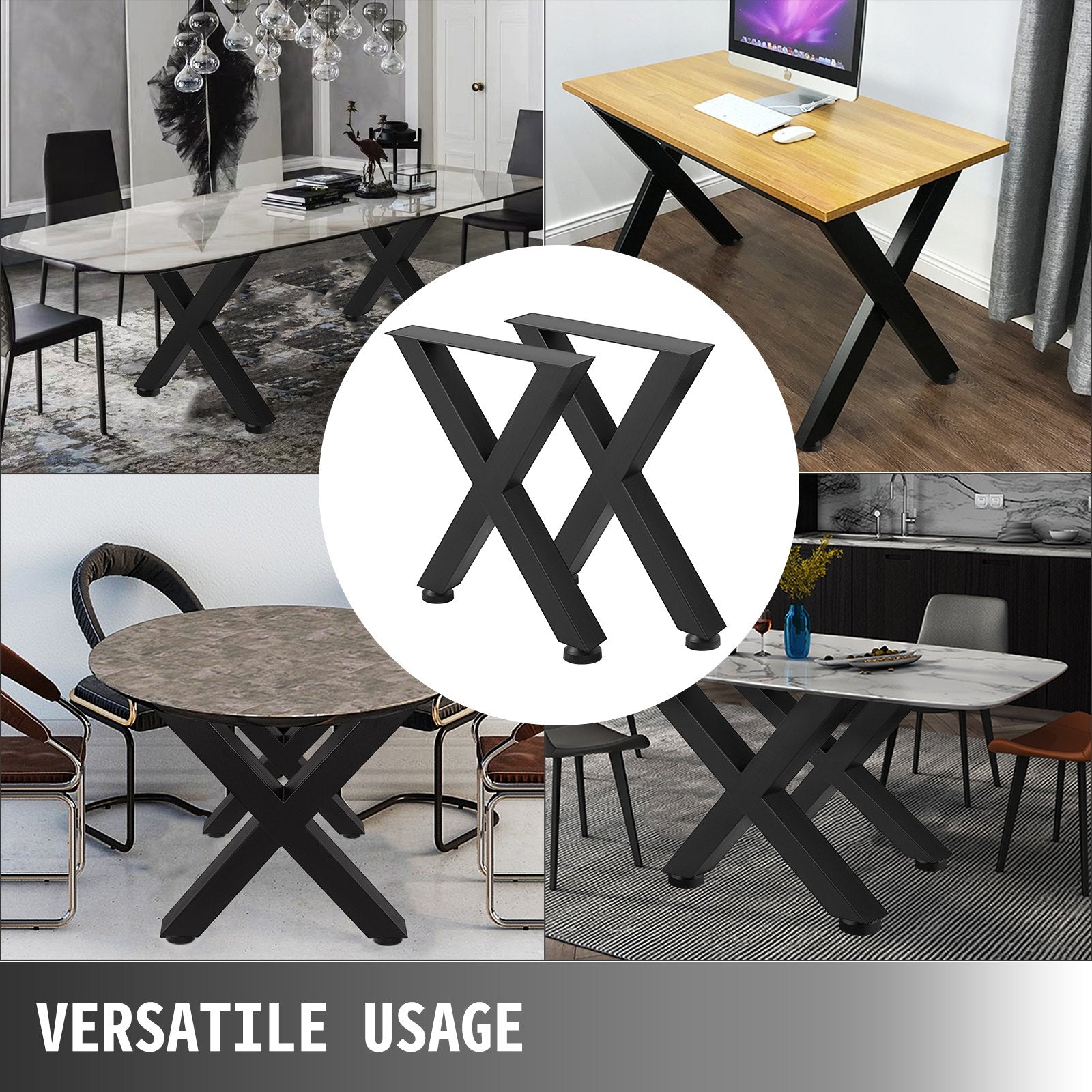 Stainless Metal Table Legs X Shape For Dining Table Desk 2pc Heavy Duty 28