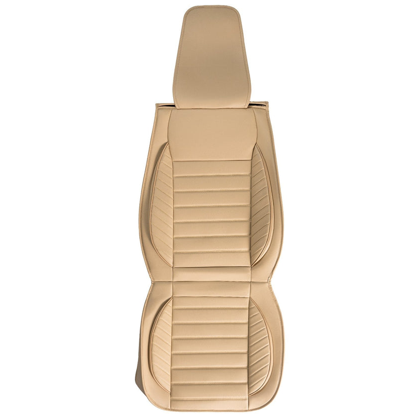 VEVOR Seat Covers, Universal Car Seat Covers Front Seats, 2pcs Faux Leather Seat Cover, Semi-enclosed Design, Detachable Headrest and Airbag Compatible, for Most Cars SUVs and Trucks Beige