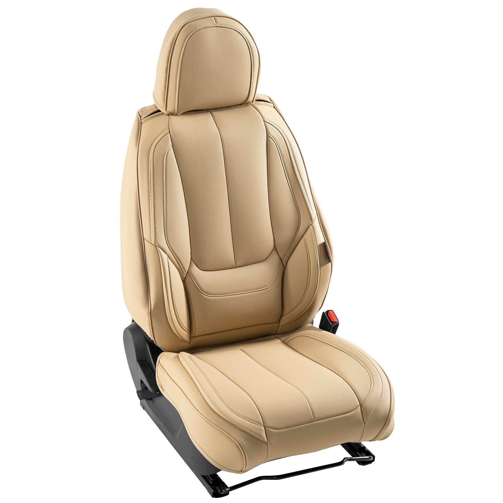 VEVOR Seat Covers, Universal Car Seat Covers Front Seats, 6pcs Faux Leather Seat Cover, Full Enclosed Design, Detachable Headrest and Airbag Compatible, for Most Cars SUVs and Trucks Beige