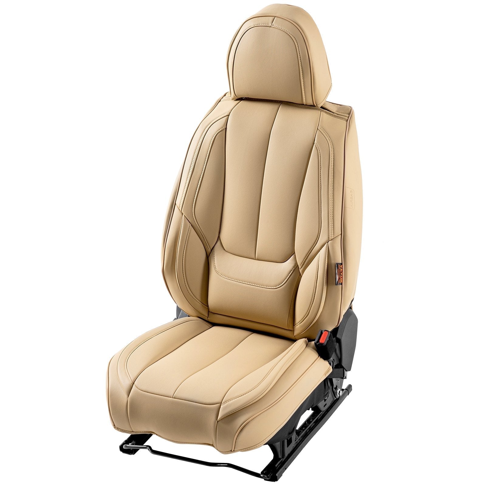 VEVOR Seat Covers, Universal Car Seat Covers Front Seats, 6pcs Faux Leather Seat Cover, Full Enclosed Design, Detachable Headrest and Airbag Compatible, for Most Cars SUVs and Trucks Beige