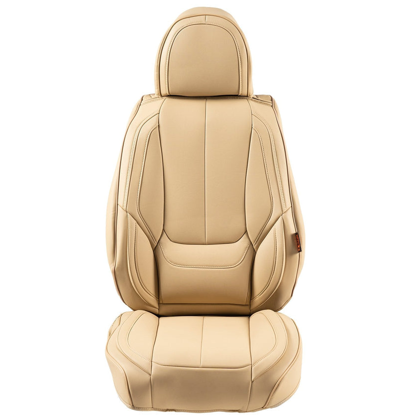 VEVOR Seat Covers, Universal Car Seat Covers Front Seats, 6pcs Faux Leather Seat Cover, Full Enclosed Design, Detachable Headrest and Airbag Compatible, for Most Cars SUVs and Trucks Beige