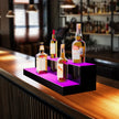VEVOR LED Lighted Liquor Bottle Display, 2 Tiers 30 Inches, Illuminated Home Bar Shelf with RF Remote & App Control 7 Static Colors 1-4 H Timing, Acrylic Drinks Lighting Shelf for Holding 16 Bottles