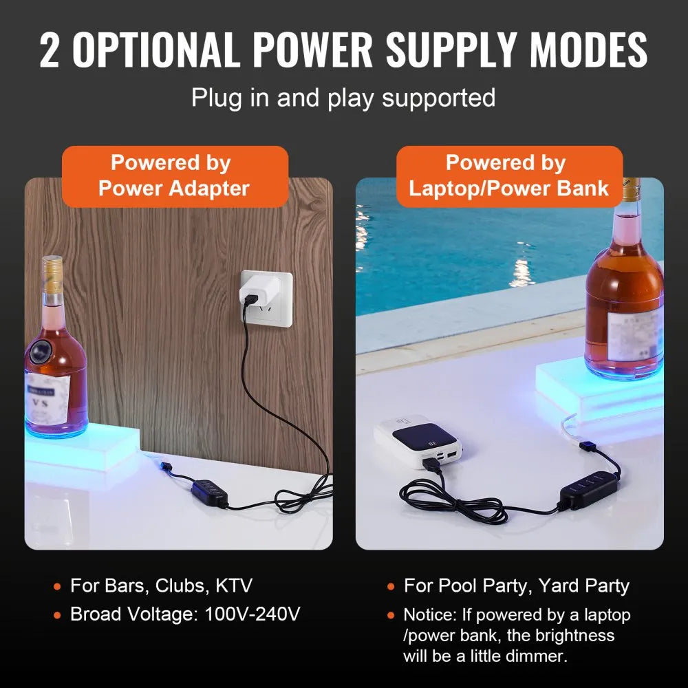 VEVOR Wall Mounted LED Lighted Liquor Bottle Display Home Bar Shelf  40