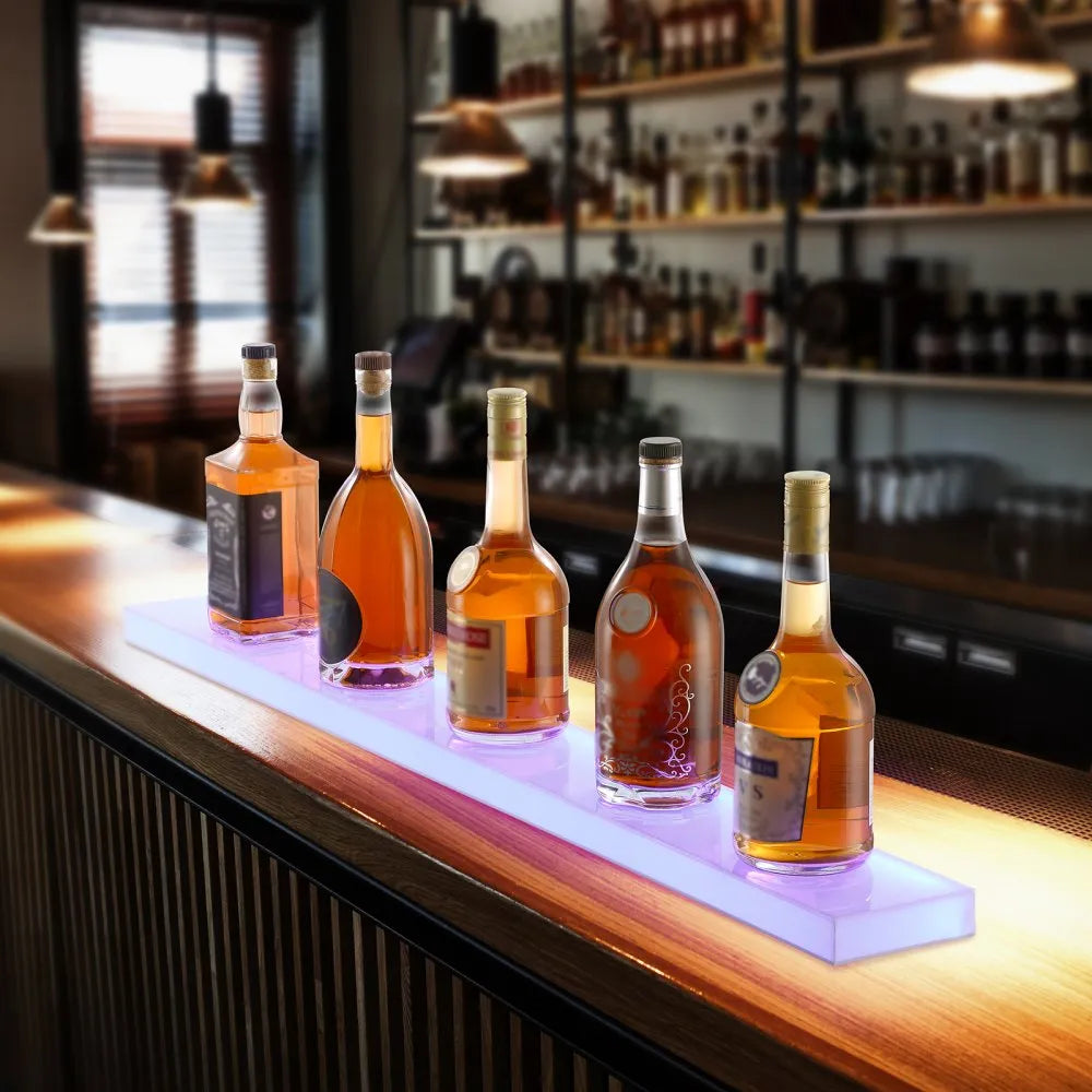 VEVOR Wall Mounted LED Lighted Liquor Bottle Display Home Bar Shelf  40