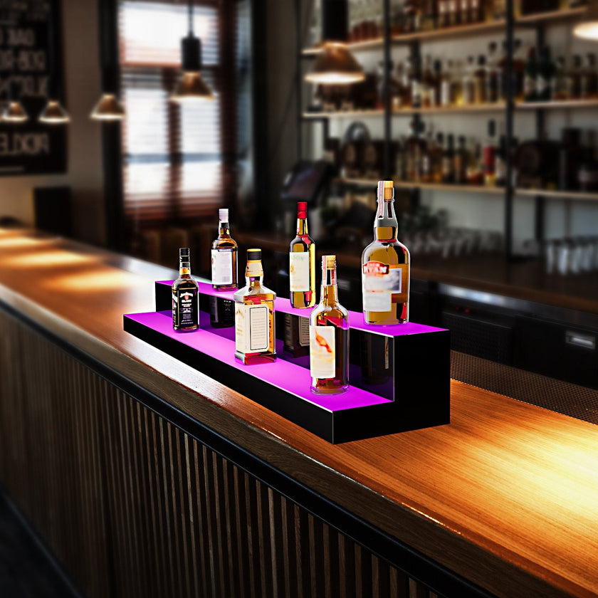 VEVOR LED Lighted Liquor Bottle Display Bar Shelf RF & App Control 60