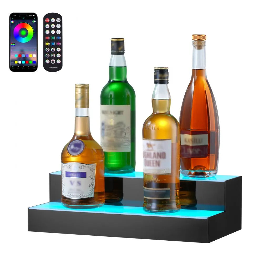 VEVOR LED Lighted Liquor Bottle Display Bar Shelf RF & App Control 16