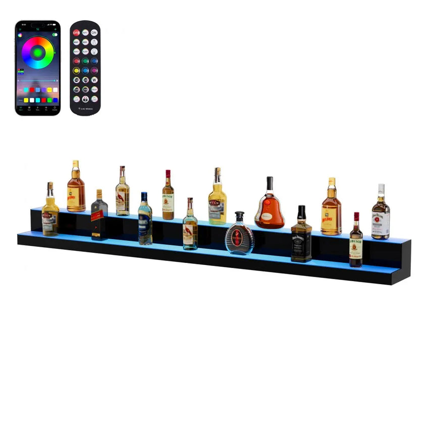 VEVOR LED Lighted Liquor Bottle Display Bar Shelf RF & App Control 72