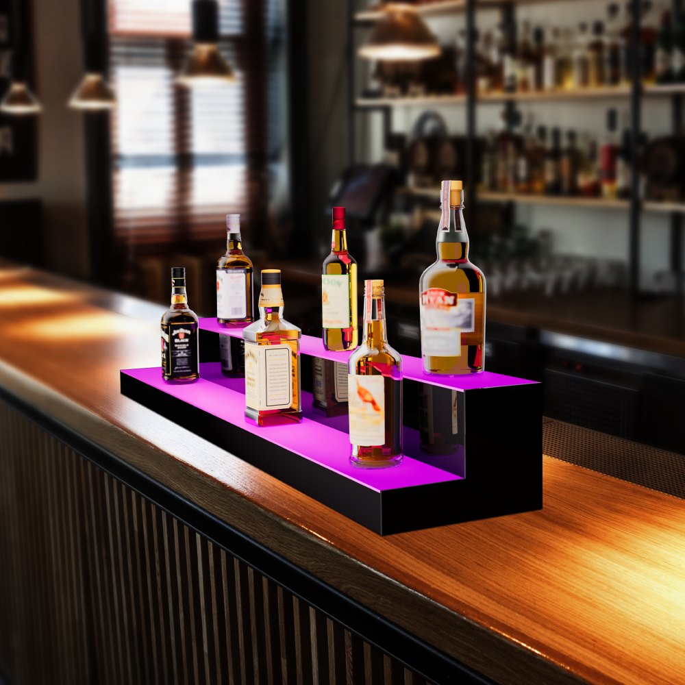 VEVOR LED Lighted Liquor Bottle Display Bar Shelf RF & App Control 48