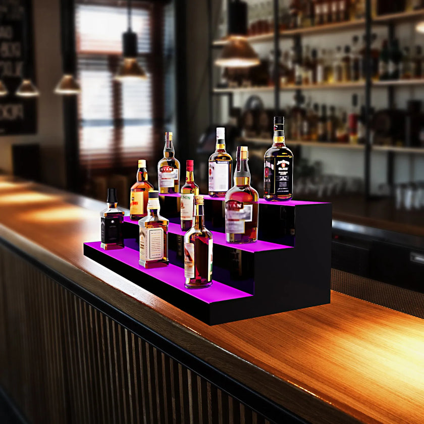 VEVOR LED Lighted Liquor Bottle Display Bar Shelf RF & App Control 48
