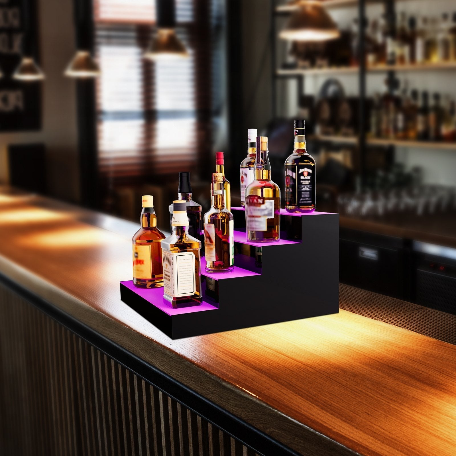 VEVOR LED Lighted Liquor Bottle Display Bar Shelf RF & App Control 16