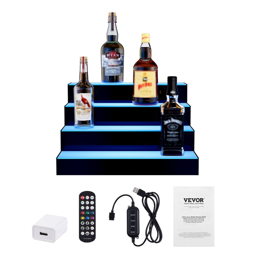 VEVOR LED Lighted Liquor Bottle Display Bar Shelf RF & App Control 16