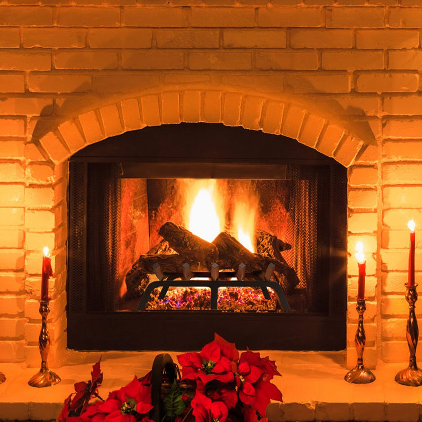 VEVOR Fireplace Log Grate, 24 inch Heavy Duty Fireplace Grate with 6 Support Legs, 3/4’’ Solid Powder-coated Steel Bars, Log Firewood Burning Rack Holder for Indoor and Outdoor Fireplace