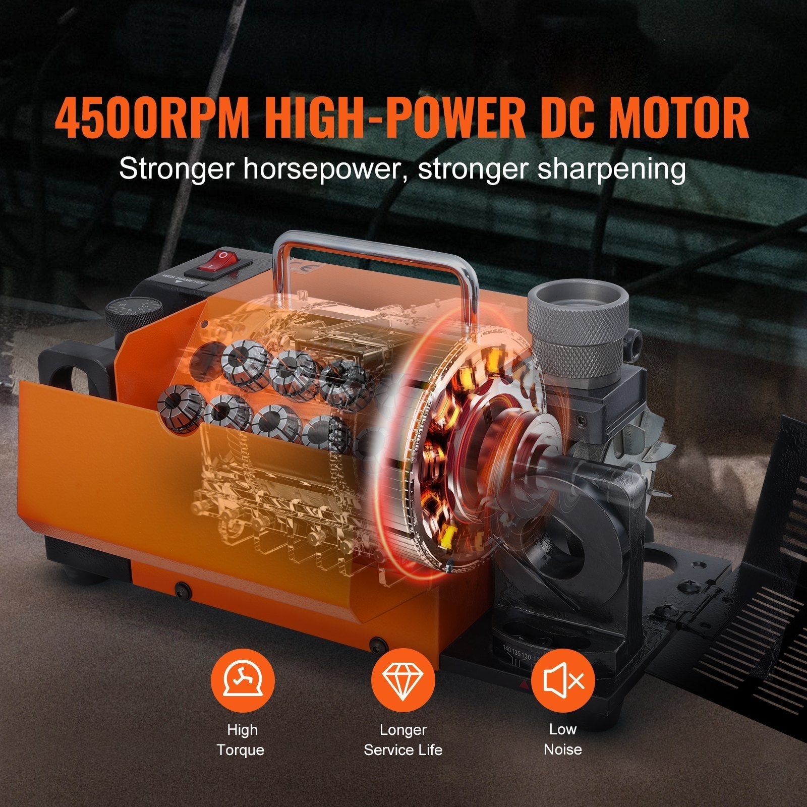 VEVOR Drill Bits Sharpener, 3-13mm Bits Grinder Sharpener, Lip Relief Angle & 95°-135° Point Angle Adjustable Drill Bit Re-Sharpener, Portable Sharpening Machine with 11 Collets, CBN & SDC Wheel