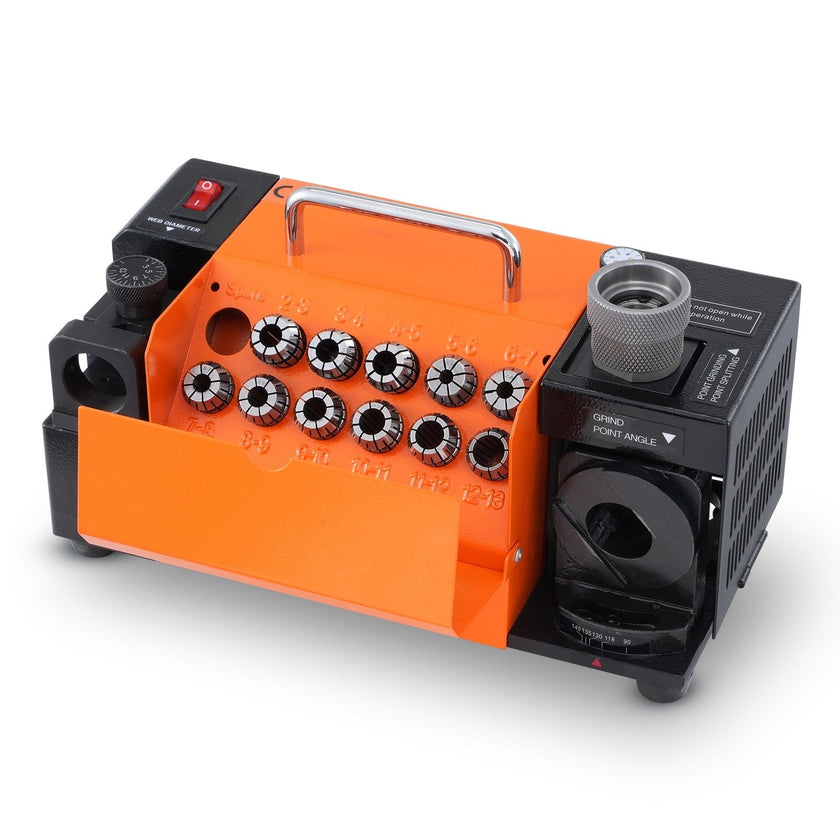 VEVOR Drill Bits Sharpener, 3-13mm Bits Grinder Sharpener, Lip Relief Angle & 95°-135° Point Angle Adjustable Drill Bit Re-Sharpener, Portable Sharpening Machine with 11 Collets, CBN & SDC Wheel