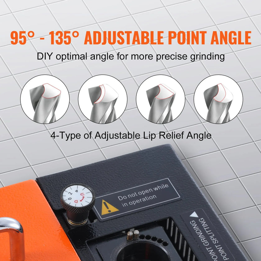 VEVOR Drill Bits Sharpener, 3-20mm Bits Grinder Sharpener, Lip Relief Angle & 95°-135° Point Angle Adjustable Drill Bit Re-Sharpener, Portable Sharpening Machine with 18 Collets, CBN & SDC Wheel