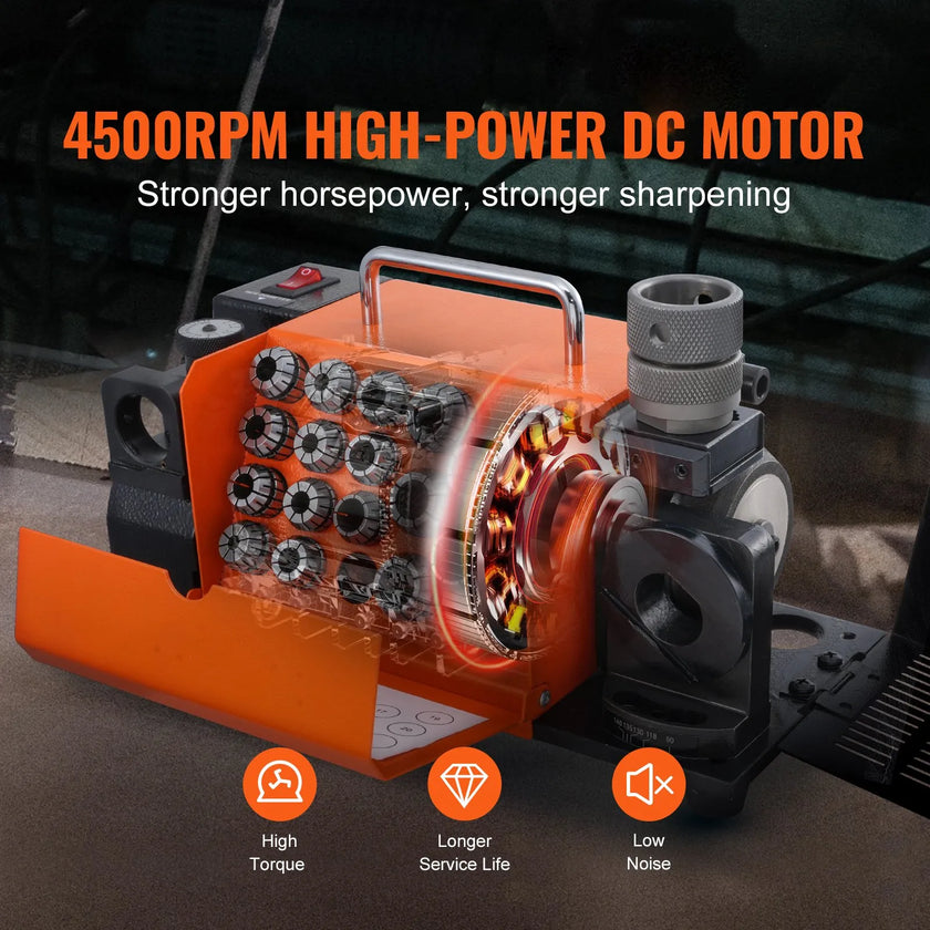 VEVOR Drill Bits Sharpener, 3-20mm Bits Grinder Sharpener, Lip Relief Angle & 95°-135° Point Angle Adjustable Drill Bit Re-Sharpener, Portable Sharpening Machine with 18 Collets, CBN & SDC Wheel