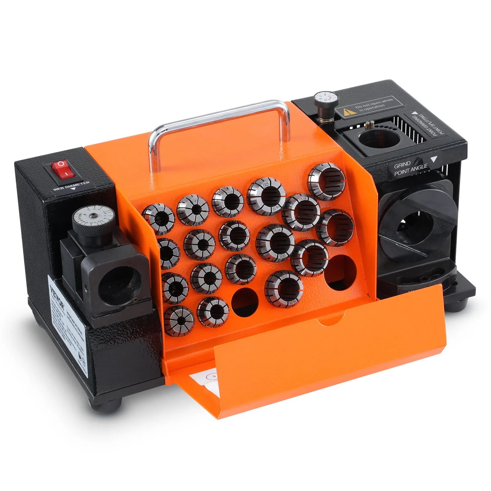 VEVOR Drill Bits Sharpener, 3-20mm Bits Grinder Sharpener, Lip Relief Angle & 95°-135° Point Angle Adjustable Drill Bit Re-Sharpener, Portable Sharpening Machine with 18 Collets, CBN & SDC Wheel