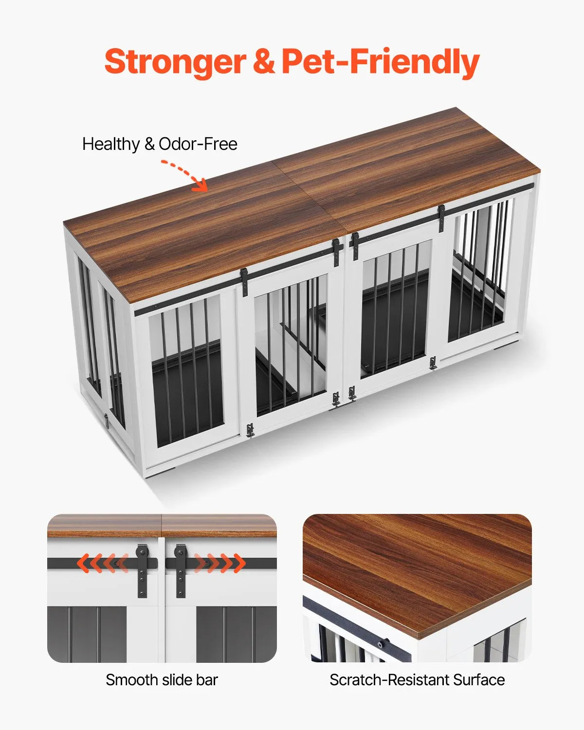 VEVOR Dog Crate Furniture 72 in Indoor Wooden Dog Kennel with Tray Heavy Duty