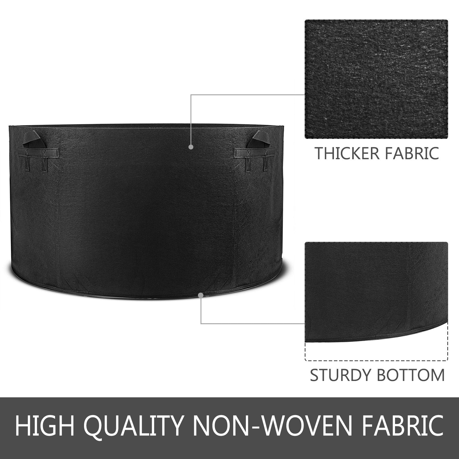 12-Pack 100 Gallon Plant Grow Bag with Handles Aeration Fabric Pots Washable Reusable