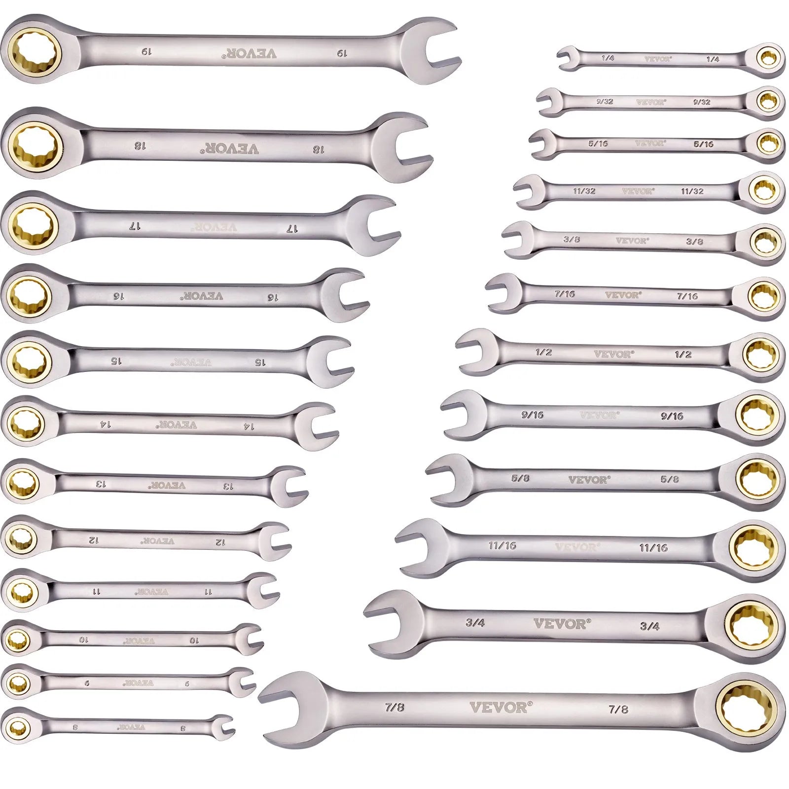 VEVOR Combination Wrench Set 24 PCS SAE 1/4
