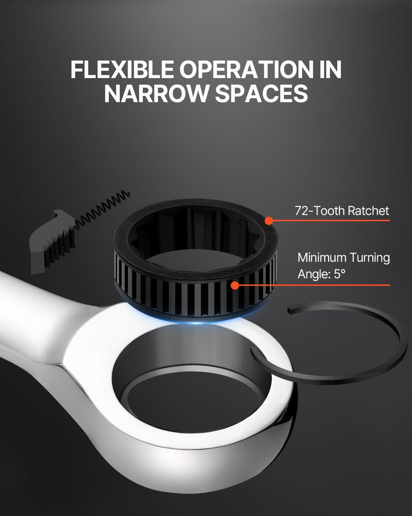 VEVOR Combination Wrench Set 8-Piece Metric 8 mm to 19 mm with Organizer Rack