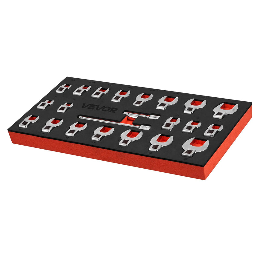 Crowfoot Wrench Set – 22-Piece Metric & SAE Crows Foot Wrench Set, 3/8