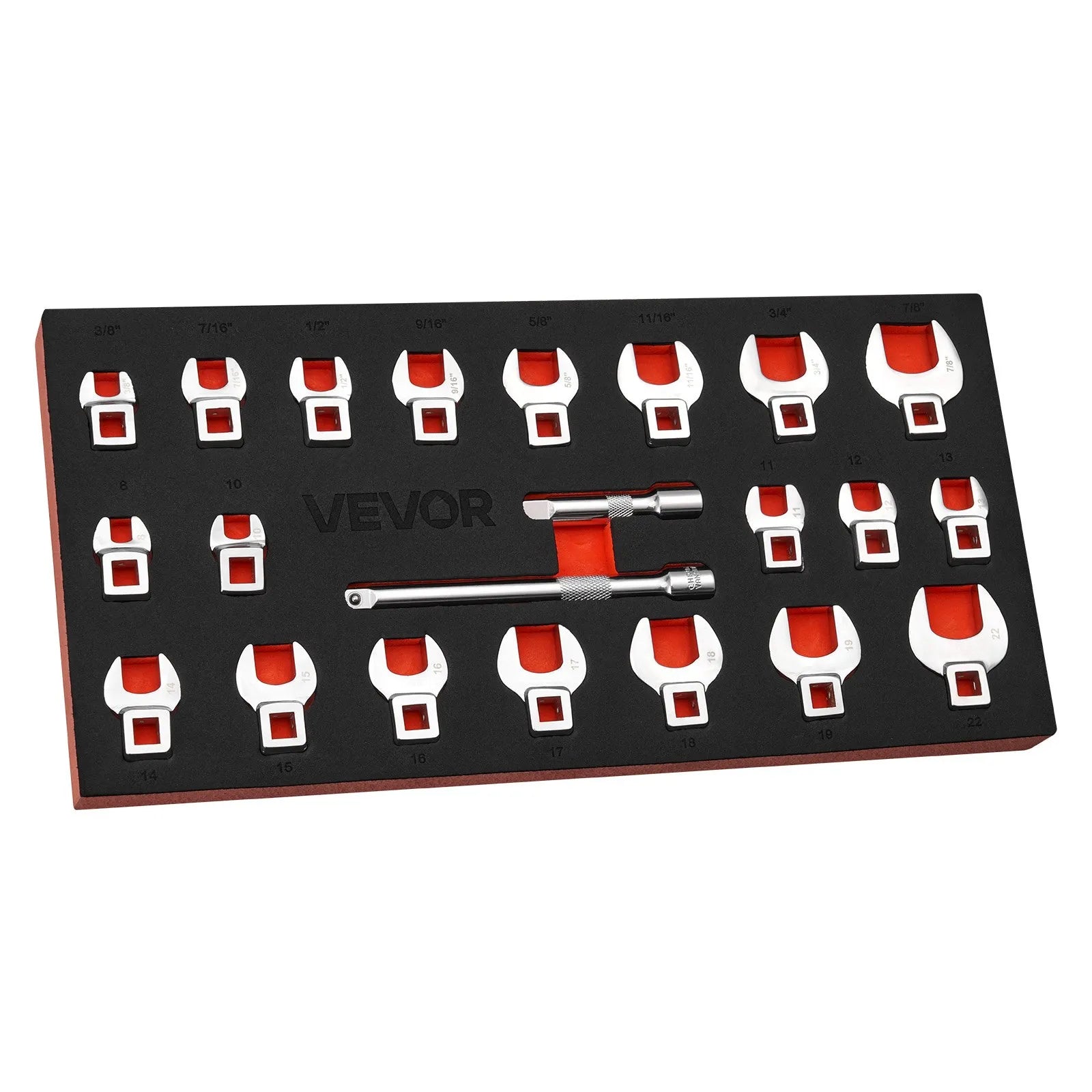 Crowfoot Wrench Set – 22-Piece Metric & SAE Crows Foot Wrench Set, 3/8