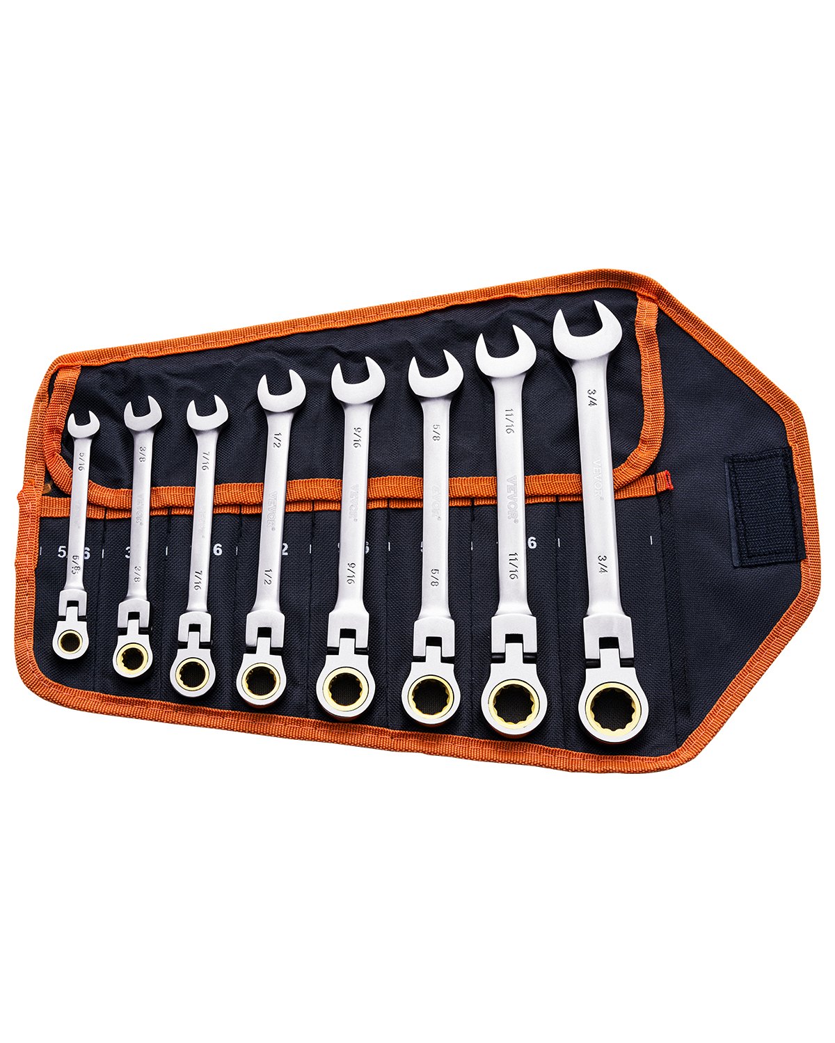 VEVOR Flex-Head Ratcheting Wrench Set 8 PCS SAE 5/16
