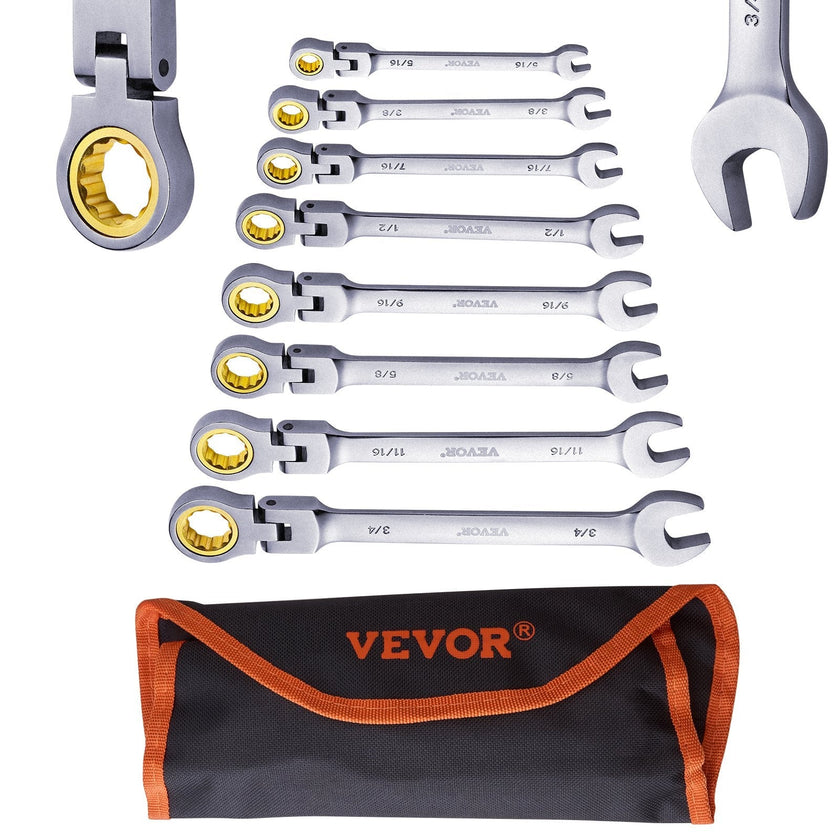 VEVOR Flex-Head Ratcheting Wrench Set 8 PCS SAE 5/16