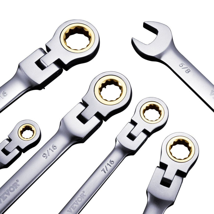 VEVOR Flex-Head Ratcheting Wrench Set 8 PCS SAE 5/16