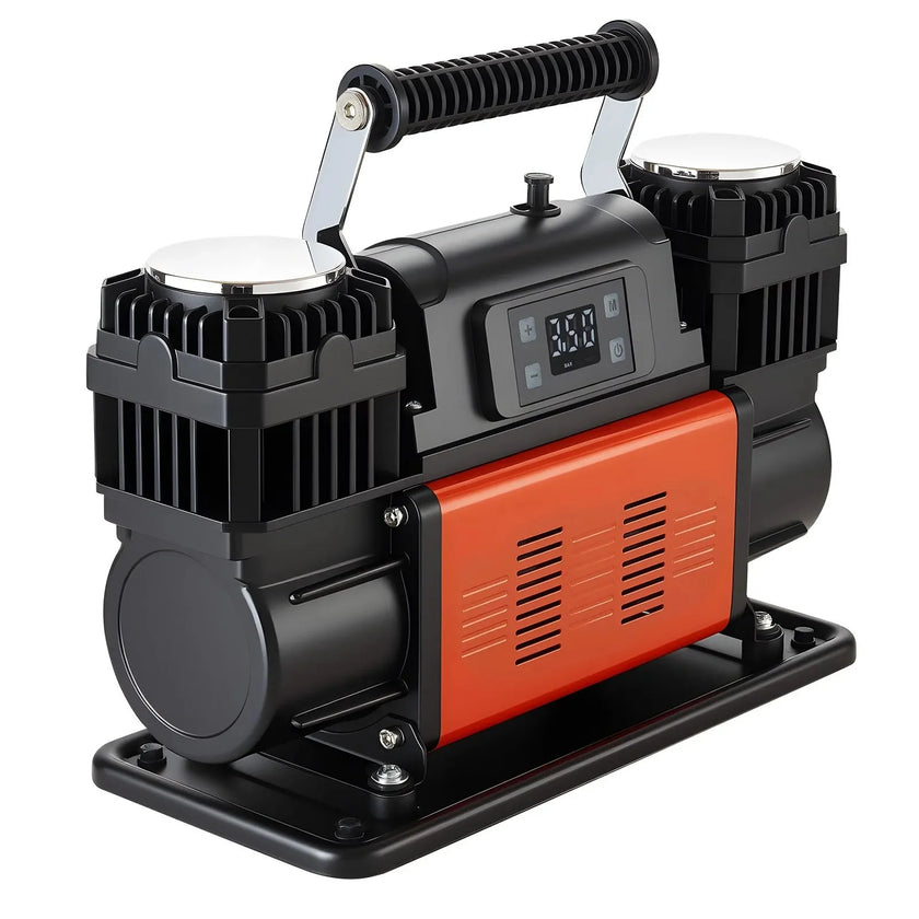 VEVOR Dual-Cylinder Heavy Duty Air Compressor, 10.6CFM Auto-Stop Portable Tire Inflator, 12V 150PSI Offroad Air Pump with LCD Digital Display & Adapters for Truck Car SUV 4 x 4 Vehicle RV