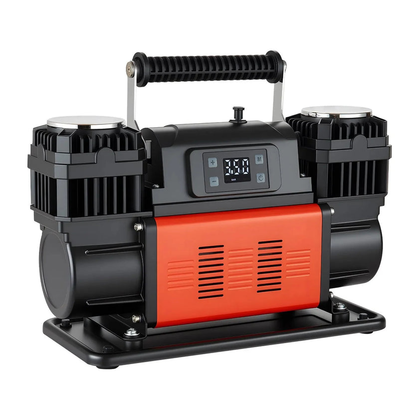 VEVOR Dual-Cylinder Heavy Duty Air Compressor, 10.6CFM Auto-Stop Portable Tire Inflator, 12V 150PSI Offroad Air Pump with LCD Digital Display & Adapters for Truck Car SUV 4 x 4 Vehicle RV