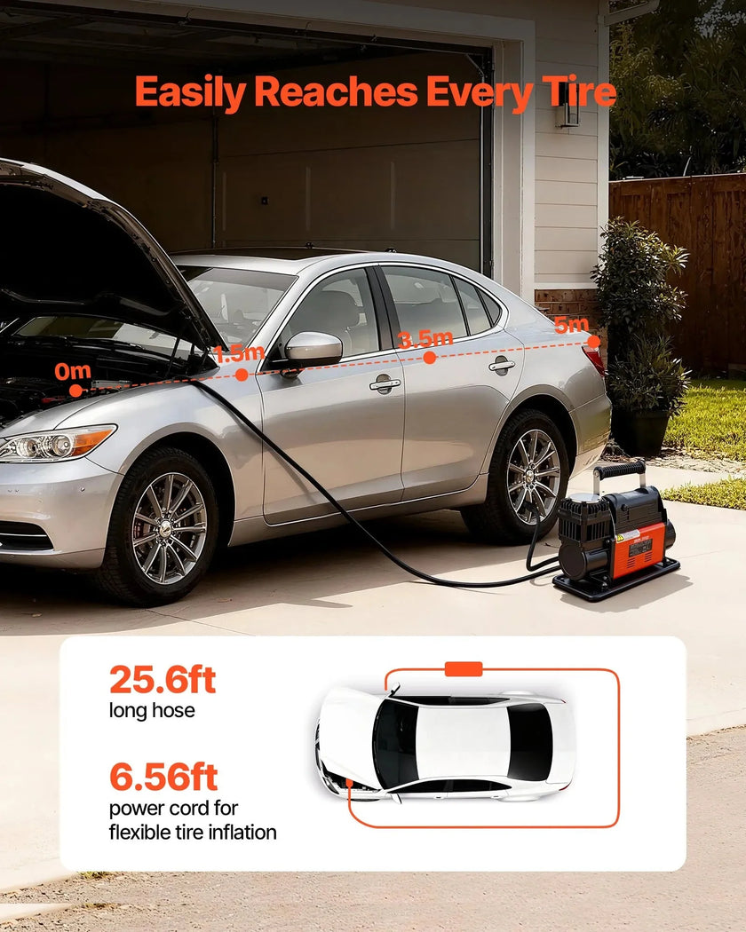 VEVOR 12V Heavy Duty Air Compressor, Auto-Stop Portable Tire Inflator with LCD Digital Display, 7.14 CFM 150PSI Offroad Air Pump with Adapters for Trucks Car SUV 4 x 4 Vehicle RV