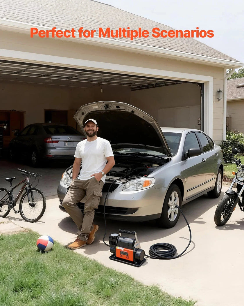 VEVOR 12V Heavy Duty Air Compressor, Auto-Stop Portable Tire Inflator with LCD Digital Display, 7.14 CFM 150PSI Offroad Air Pump with Adapters for Trucks Car SUV 4 x 4 Vehicle RV