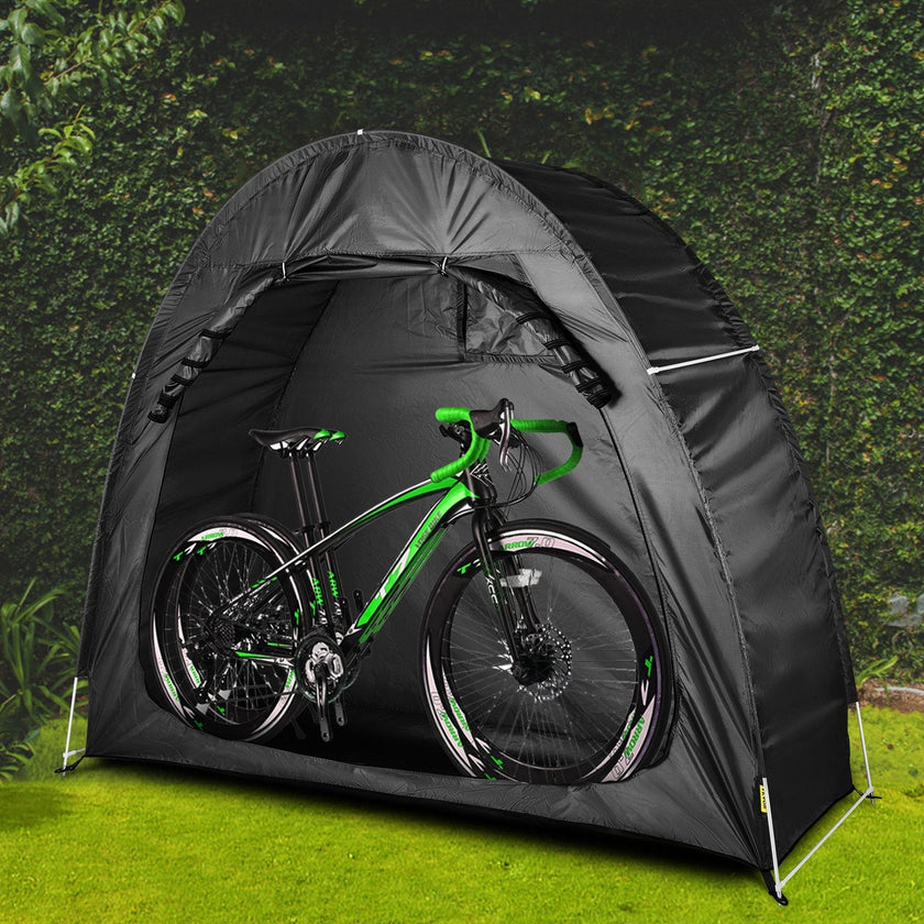 VEVOR Bike Cover Storage Tent, 420D Oxford Portable for 2 Bikes, Outdoor Waterproof Anti-Dust Bicycle Storage Shed, Heavy Duty for Bikes, Lawn Mower, and Garden Tools, w/ Carry Bag and Pegs, Black