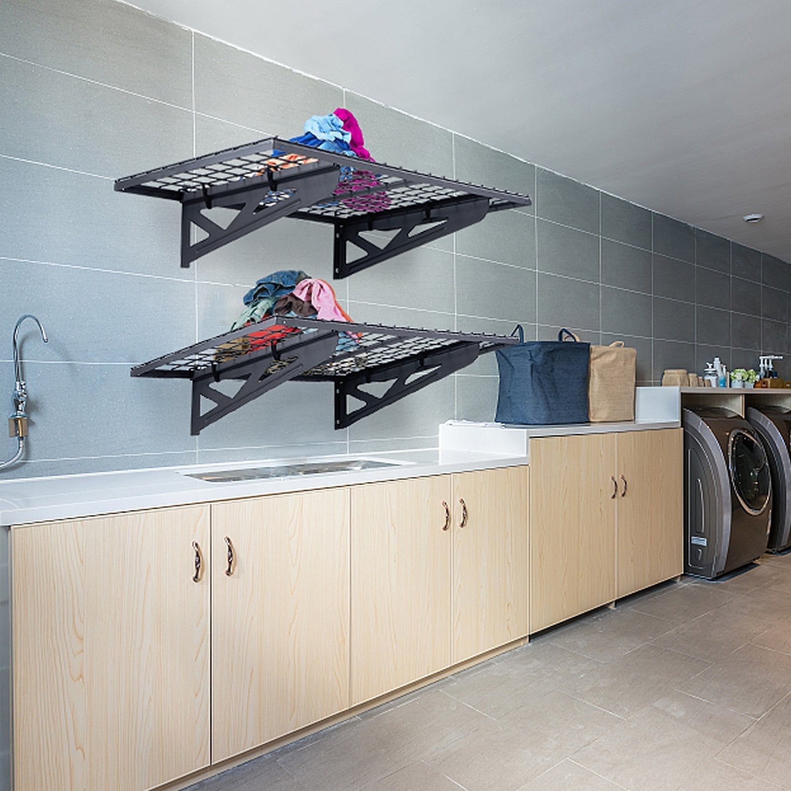 VEVOR Garage Storage Shelving, 2 Pack, 4 x 2 ft Heavy Duty Garage Shelves Wall Mounted, 502 lbs Load Capacity(Total) Garage Storage Rack Floating Shelves, Suitable for Shop, Shed, Garage Storage
