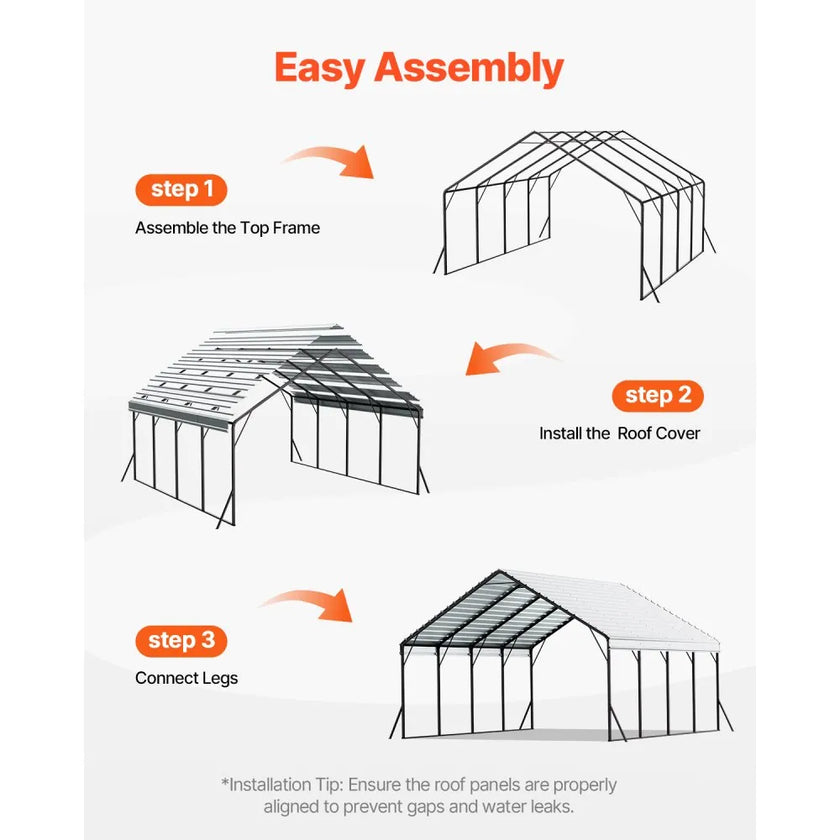 VEVOR Metal Carport 20 x 20 ft Outdoor Car Shelter Garage for Boats Heavy Duty