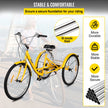 VEVOR Adult Tricycle 1 Speed 7 Speed Size Cruise Bike 20 Inch Adjustable Trike with Bell, Brake System Cruiser Bicycles Large Size Basket for Recreation Shopping Exercise