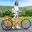 VEVOR Adult Tricycle 1 Speed 7 Speed Size Cruise Bike 20 Inch Adjustable Trike with Bell, Brake System Cruiser Bicycles Large Size Basket for Recreation Shopping Exercise