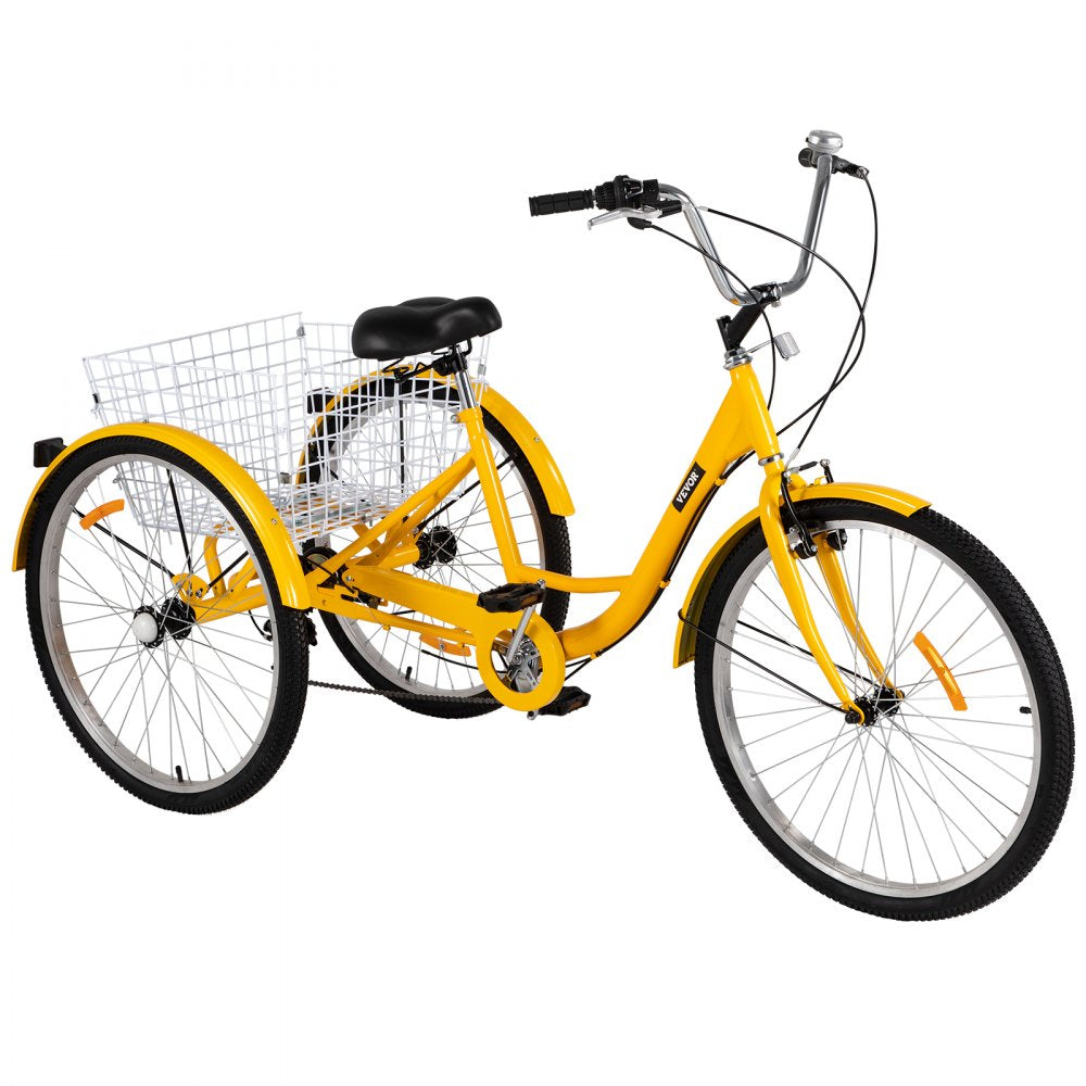VEVOR Adult Tricycle 1 Speed 7 Speed Size Cruise Bike 20 Inch Adjustable Trike with Bell, Brake System Cruiser Bicycles Large Size Basket for Recreation Shopping Exercise