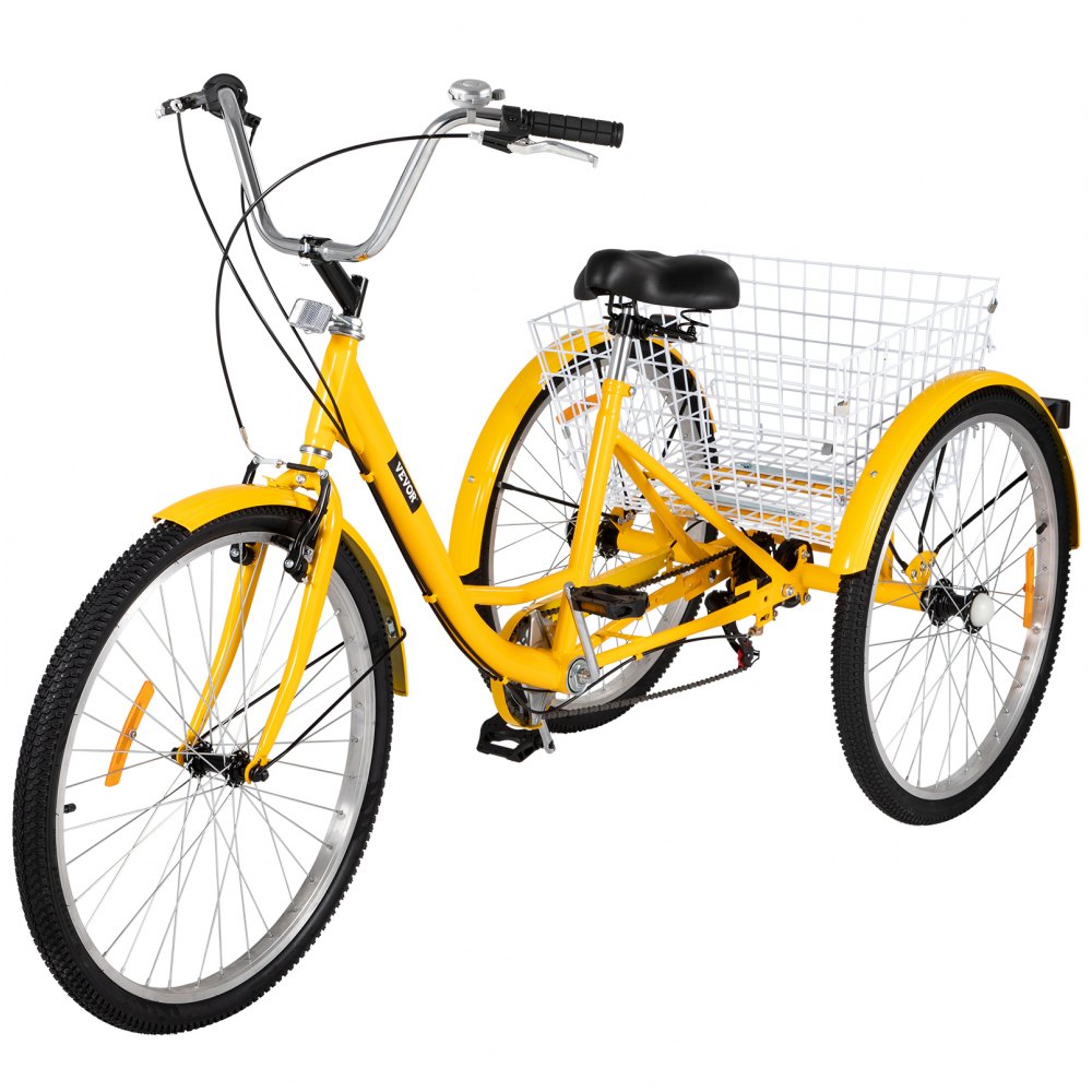 VEVOR Adult Tricycle 1 Speed 7 Speed Size Cruise Bike 20 Inch Adjustable Trike with Bell, Brake System Cruiser Bicycles Large Size Basket for Recreation Shopping Exercise