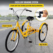 VEVOR Yellow Adult Tricycle 24'' 1-Speed 3 Wheel Bikes, Foldable Adult Tricycle 3 Wheel Bike Trike for Adults